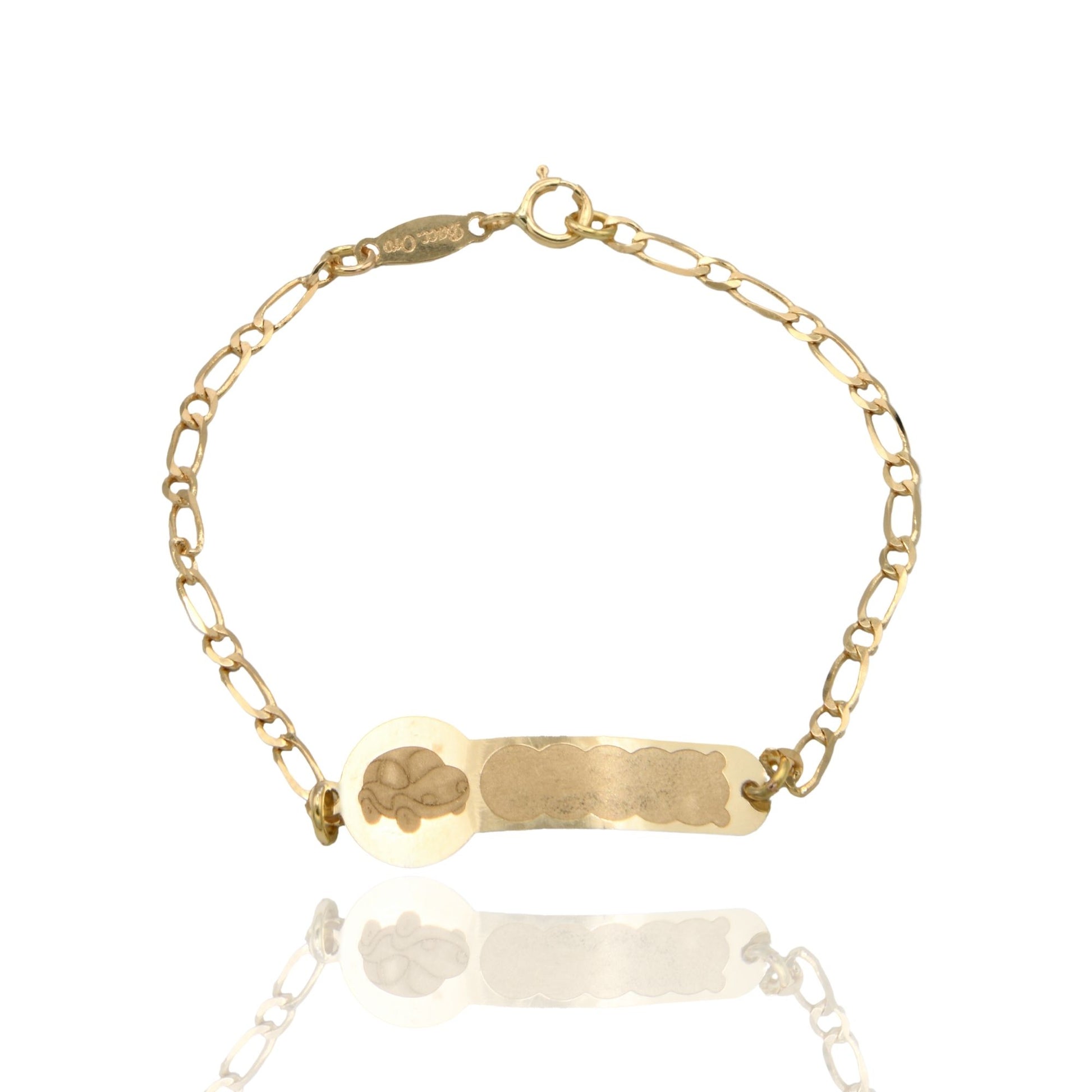 Bracciale Oro Giallo Oro 18 carati Baby Targa Macchina Solo Oro cm. 13