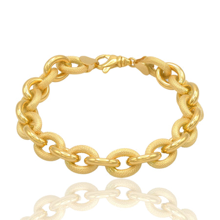 Bracciale Oro Giallo Oro 18 carati Catena Cerchi Godronata Solo Oro cm. 20,5