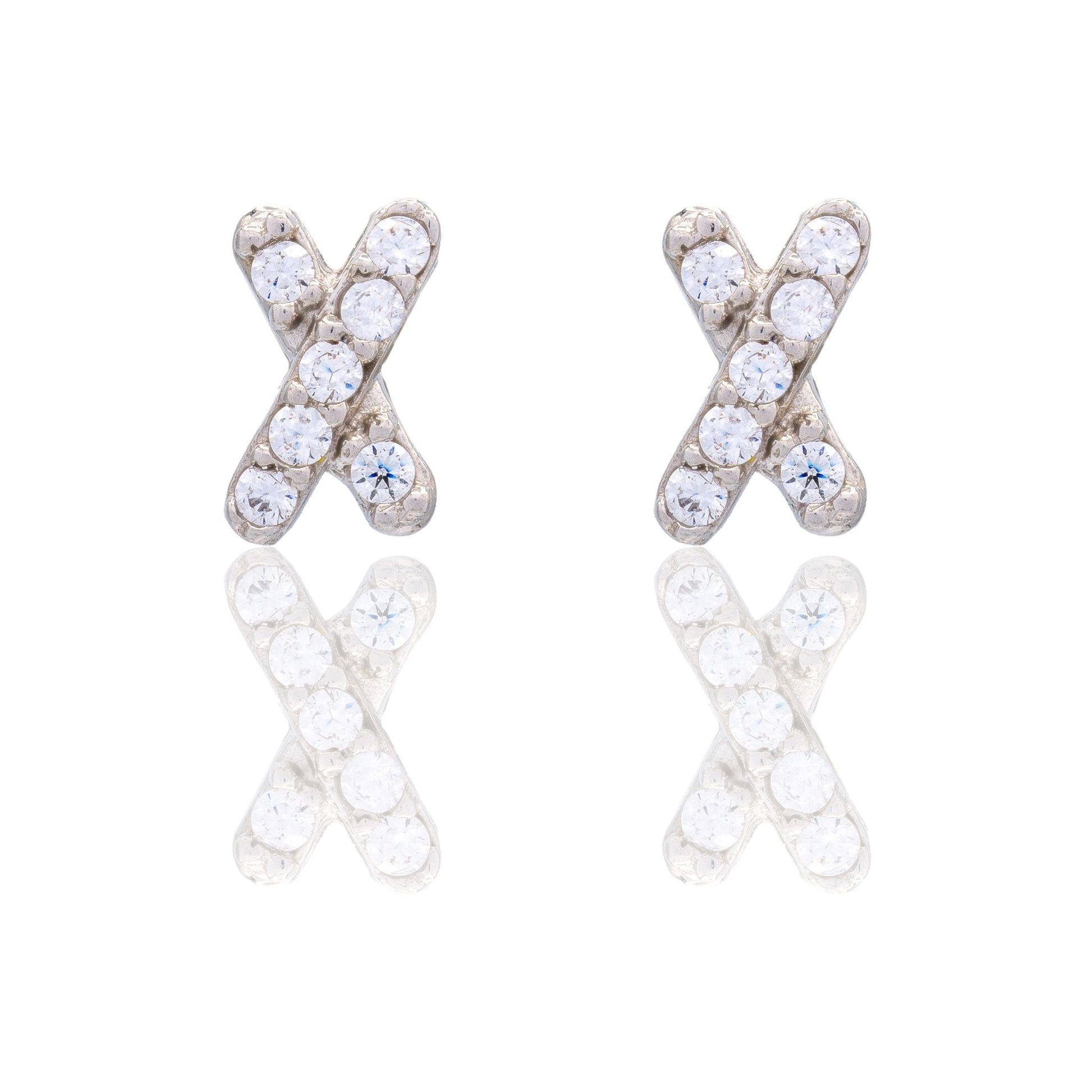 Orecchini Oro Bianco Oro 18 carati X Pavè Zirconi bianchi