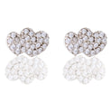 Orecchini Oro Bianco Oro 18 carati Doppio Cuore Pavè Zirconi bianchi