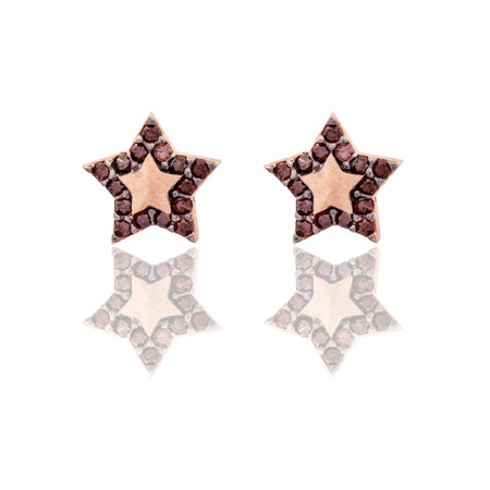 Orecchini Oro Rosa Oro 18 carati Stelle Con Contorno Zirconi Brown