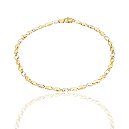 Bracciale Oro Giallo Oro Bianco Oro 18 carati Catena Piatta Solo Oro cm. 21,5