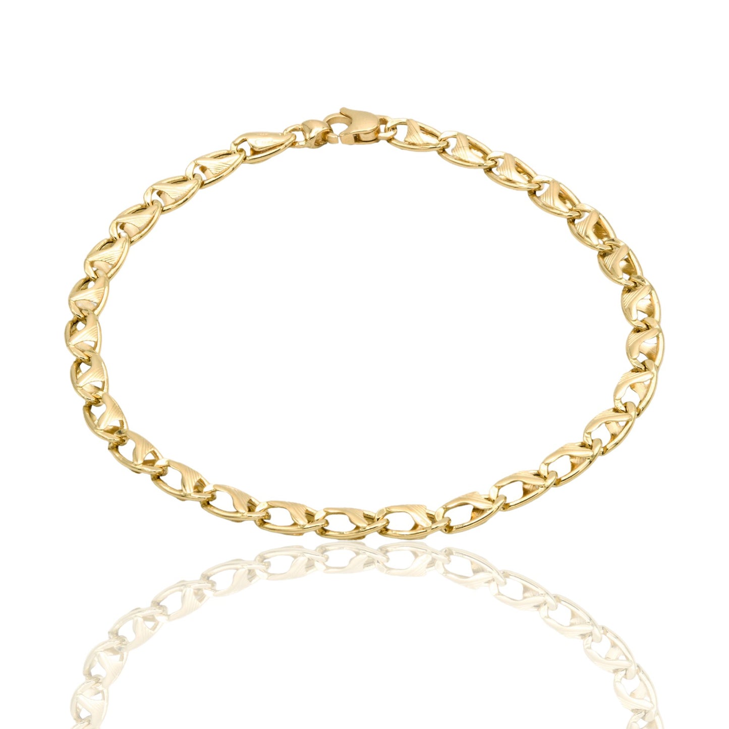 Bracciale Oro Giallo Oro 18 carati Catena Piatta Solo Oro cm. 21,5