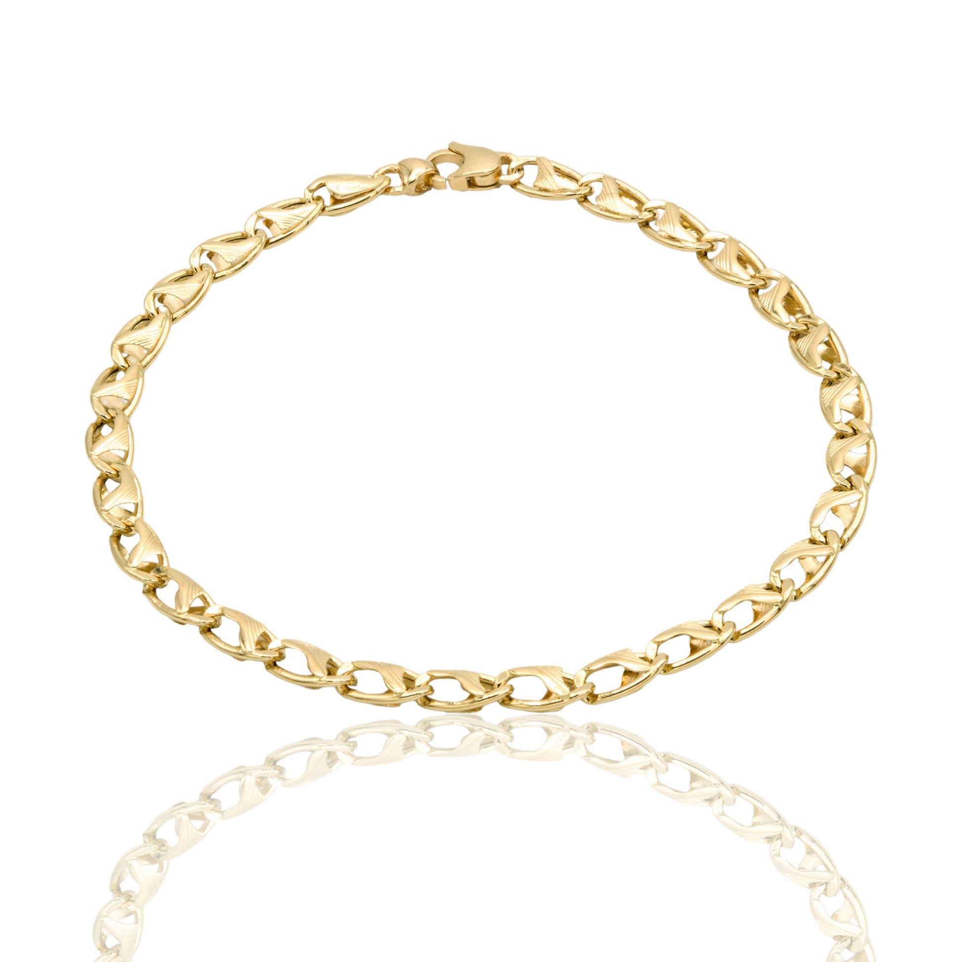 Bracciale Oro Giallo Oro 18 carati Catena Piatta Solo Oro cm. 21,5