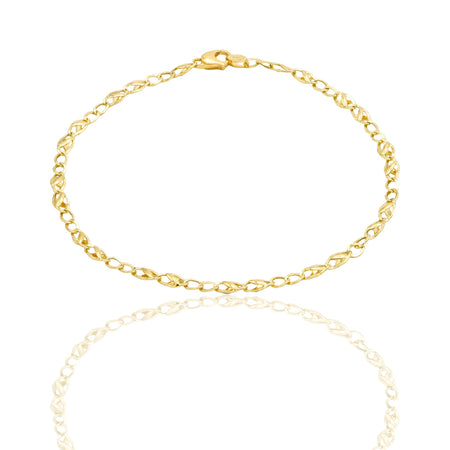Bracciale Oro Giallo Oro 18 carati Catena Piatta Solo Oro cm. 19