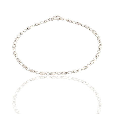 Bracciale Oro Bianco Oro 18 carati Catena Piatta Solo Oro cm. 19