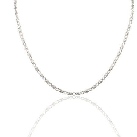 Collana Oro Bianco Oro 18 carati Catena Piatta Solo Oro cm.50