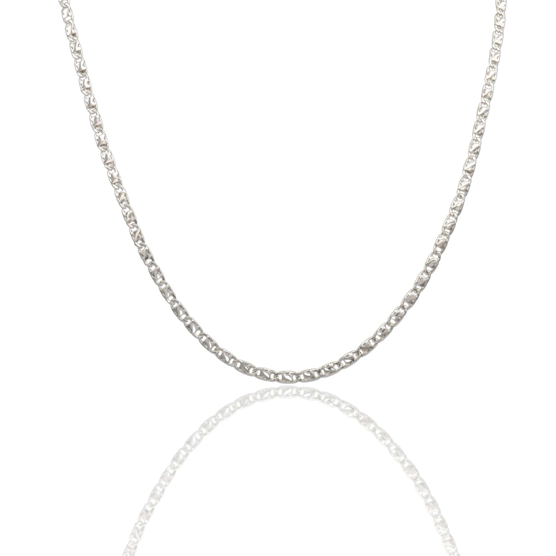 Collana Oro Bianco Oro 18 carati Catena Piatta Solo Oro cm.50