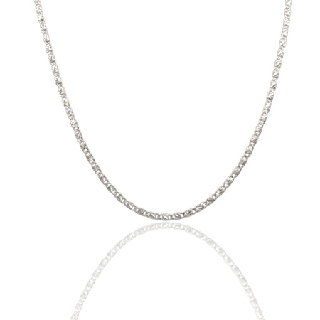 Collana Oro Bianco Oro 18 carati Catena Piatta Solo Oro cm.50