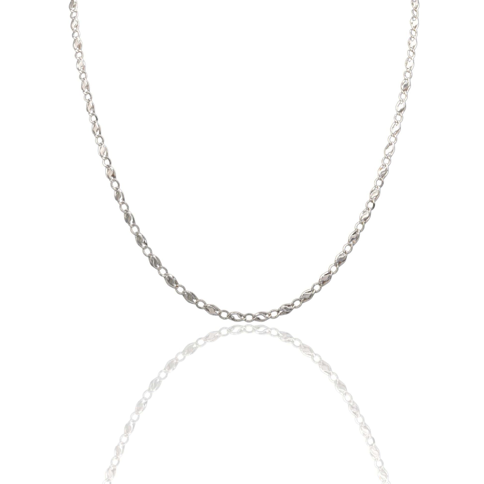 Collana Oro Bianco Oro 18 carati Catena Piatta Solo Oro cm.50
