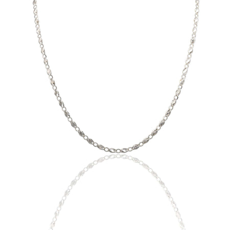 Collana Oro Bianco Oro 18 carati Catena Piatta Solo Oro cm.50