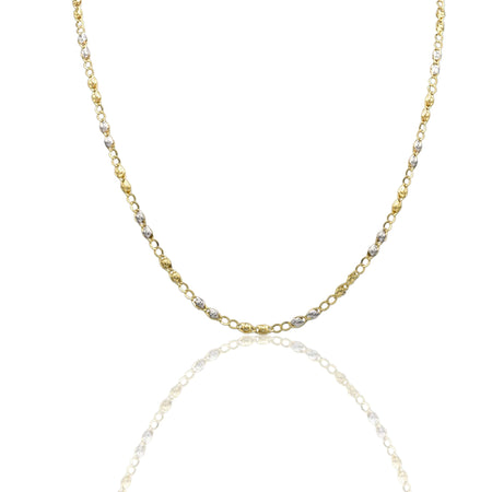 Collana Oro Giallo Oro Bianco Oro 18 carati Catena Piatta Solo Oro cm.50