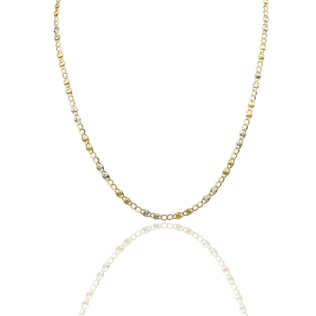 Collana Oro Giallo Oro Bianco Oro 18 carati Catena Piatta Solo Oro cm.50