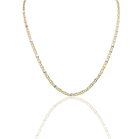 Collana Oro Giallo Oro Bianco Oro 18 carati Catena Piatta Solo Oro cm.50