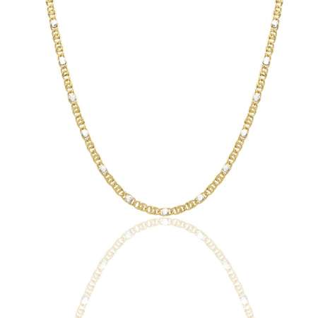 Collana Oro Giallo Oro Bianco Oro 18 carati Catena Piatta Solo Oro cm.50