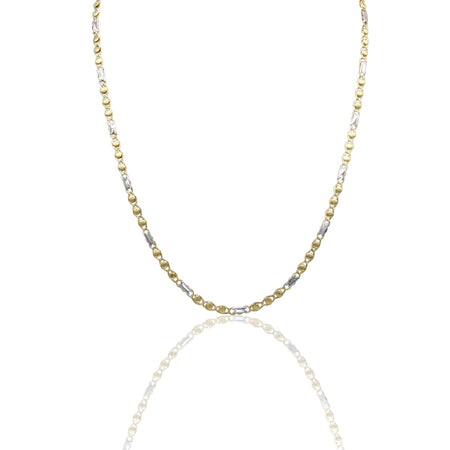 Collana Oro Giallo Oro Bianco Oro 18 carati Catena Piatta Solo Oro cm.50