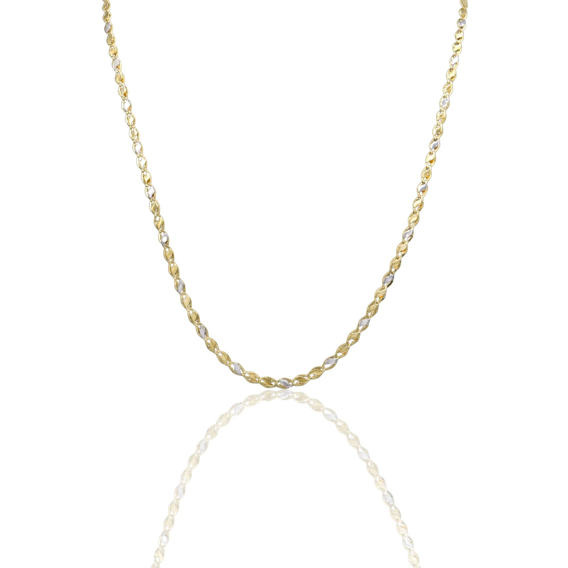 Collana Oro Giallo Oro Bianco Oro 18 carati Catena Piatta Solo Oro cm.60