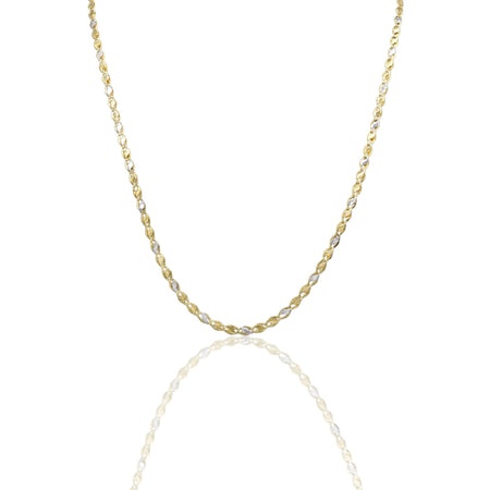 Collana Oro Giallo Oro Bianco Oro 18 carati Catena Piatta Solo Oro cm.60