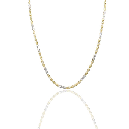 Collana Oro Giallo Oro Bianco Oro 18 carati Catena Piatta Solo Oro cm.50