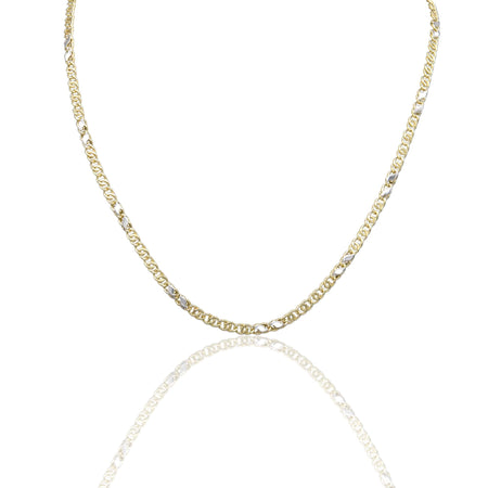 Collana Oro Giallo Oro Bianco Oro 18 carati Catena Piatta Solo Oro cm.50