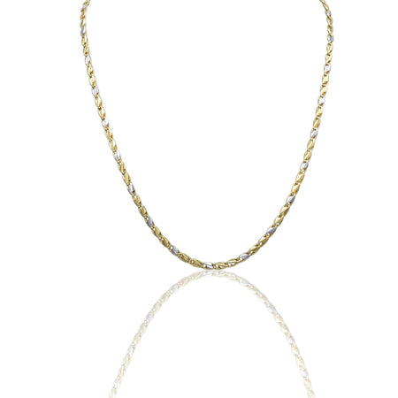 Collana Oro Giallo Oro Bianco Oro 18 carati Catena Piatta Solo Oro cm.50