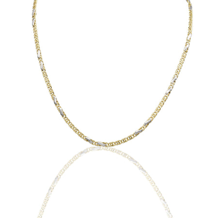 Collana Oro Giallo Oro Bianco Oro 18 carati Catena Piatta Solo Oro cm.50