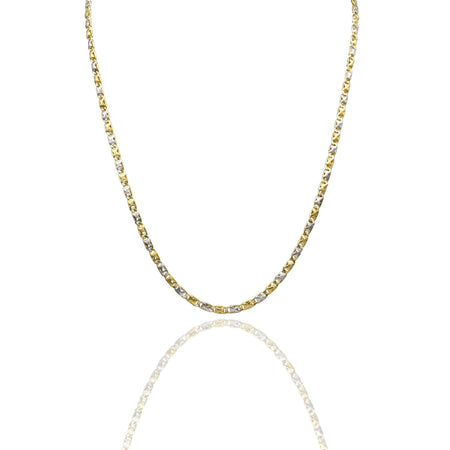 Collana Oro Giallo Oro Bianco Oro 18 carati Catena Piatta Solo Oro cm.60