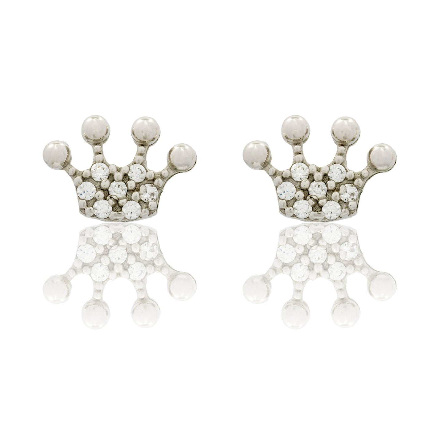 Orecchini Oro Bianco Oro 18 carati Corona Pavè Zirconi bianchi