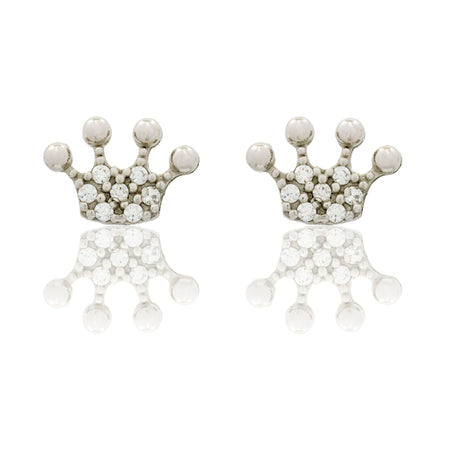 Orecchini Oro Bianco Oro 18 carati Corona Pavè Zirconi bianchi