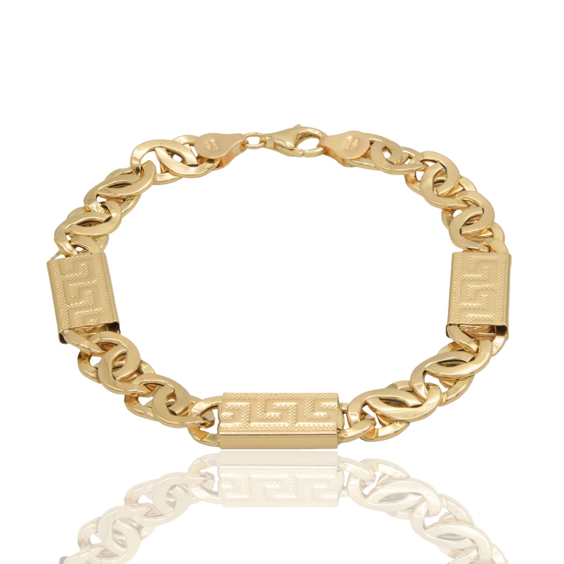 Bracciale Oro Giallo Oro 18 carati Catena Intecciata Greca Solo Oro