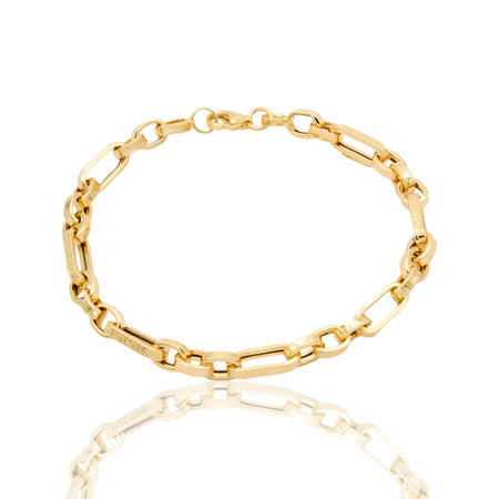 Bracciale Oro Giallo Oro 18 carati Catena Con Greca Solo Oro