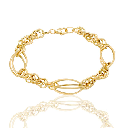 Bracciale Oro Giallo Oro 18 carati Catena 3 Anelletti Ovali Solo Oro