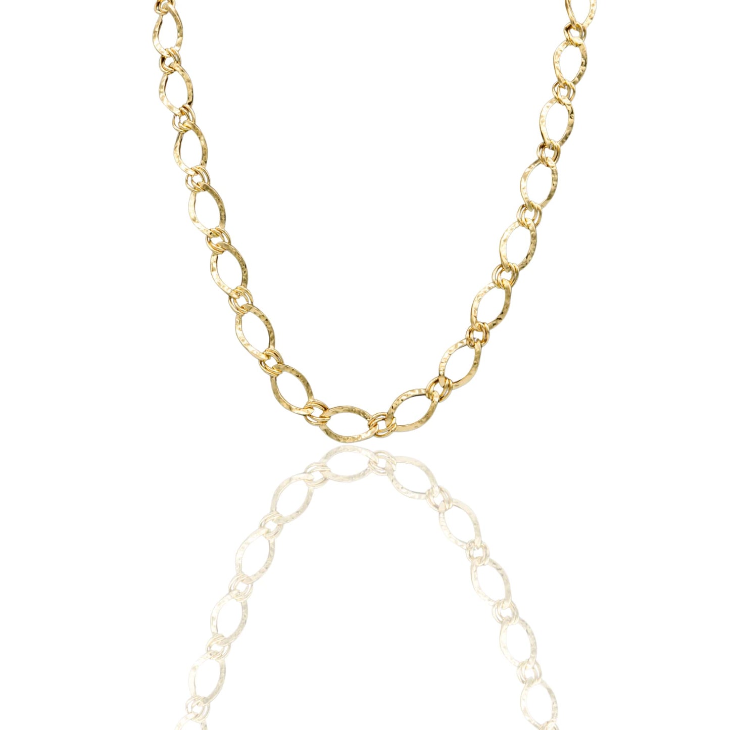 Collana Oro Giallo Oro 18 carati Catena Con Ovali Solo Oro