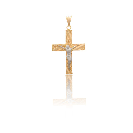 Ciondolo Oro Giallo Oro Bianco Oro 18 carati Croce Con Greca Solo Oro