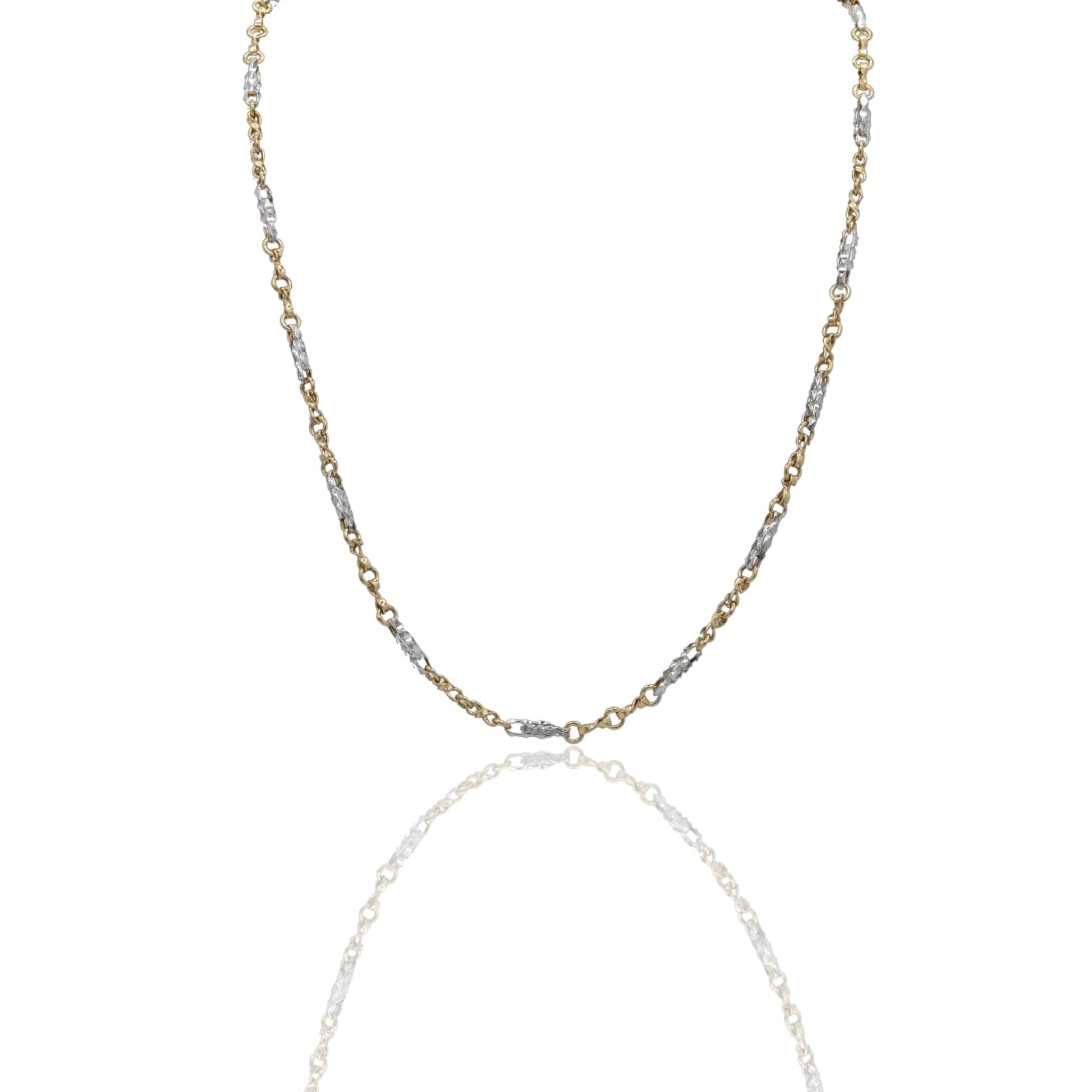 Collana Oro Giallo Oro Bianco Oro 18 carati Catena Piatta Solo Oro