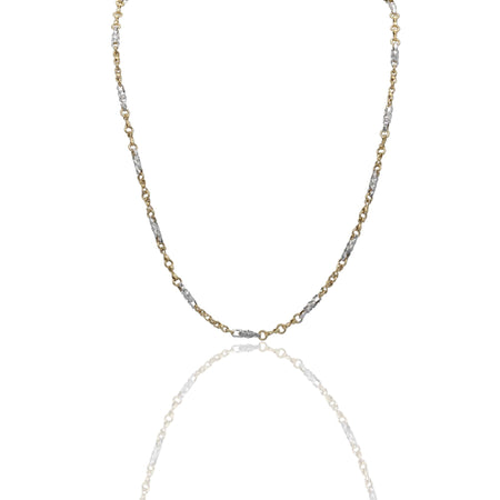 Collana Oro Giallo Oro Bianco Oro 18 carati Catena Piatta Solo Oro