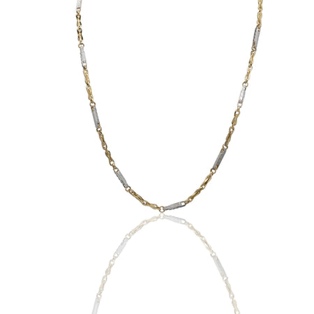 Collana Oro Giallo Oro Bianco Oro 18 carati Catena Piatta Solo Oro