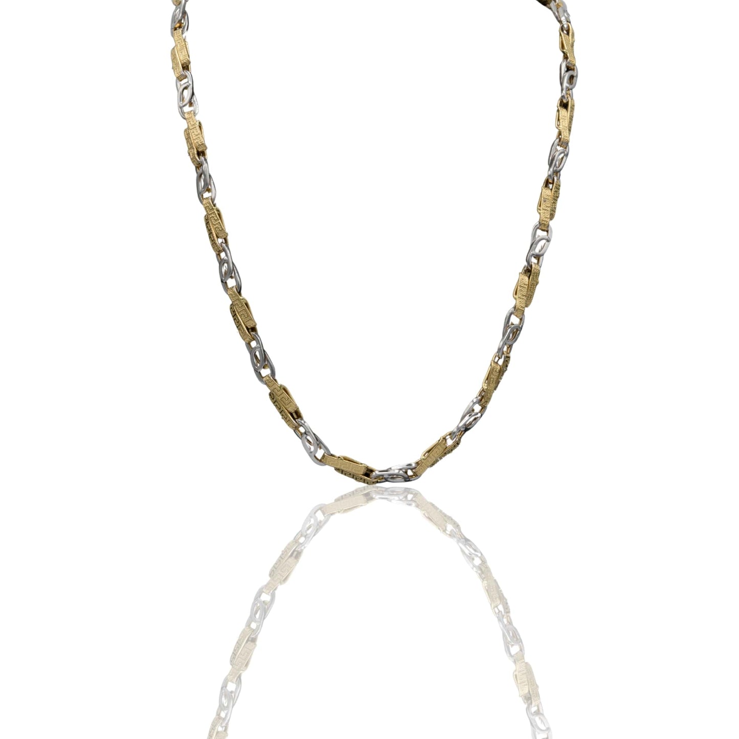 Collana Oro Giallo Oro Bianco Oro 18 carati Catena Piatta Solo Oro