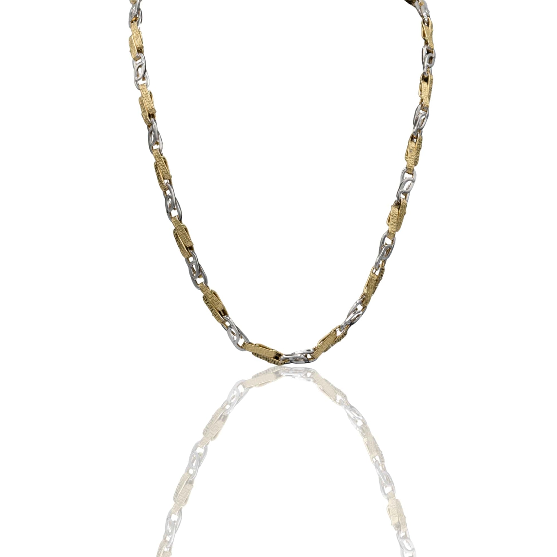 Collana Oro Giallo Oro Bianco Oro 18 carati Catena Piatta Solo Oro
