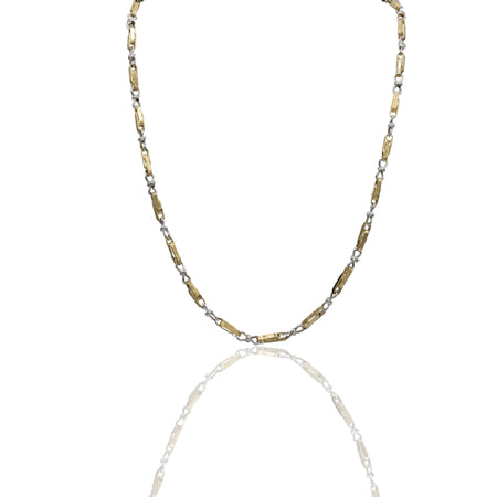 Collana Oro Giallo Oro Bianco Oro 18 carati Girocollo Con Greca E Fiocco Solo Oro