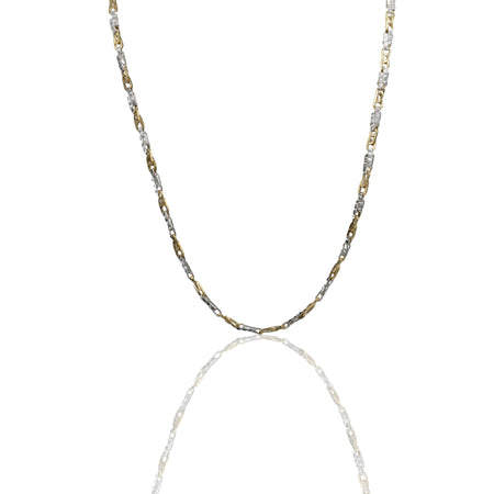 Collana Oro Giallo Oro Bianco Oro 18 carati  Girocollo Schiacciato Con Infinito Solo Oro