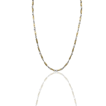 Collana Oro Giallo Oro Bianco Oro 18 carati Catena Piatta Solo Oro