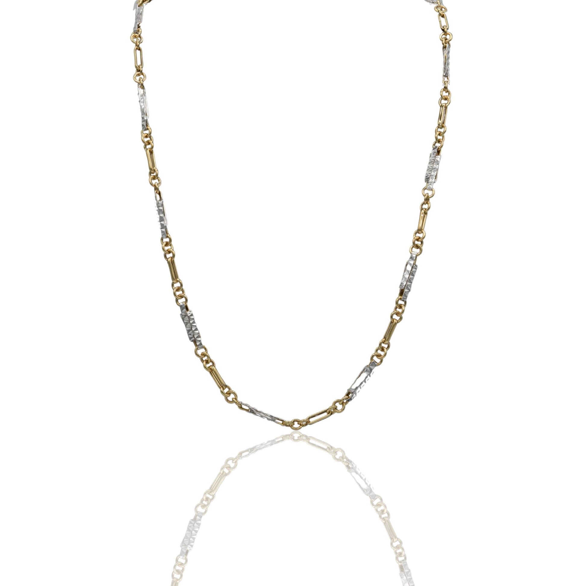 Collana Oro Giallo Oro Bianco Oro 18 carati  Girocollo Con Anelletti Solo Oro