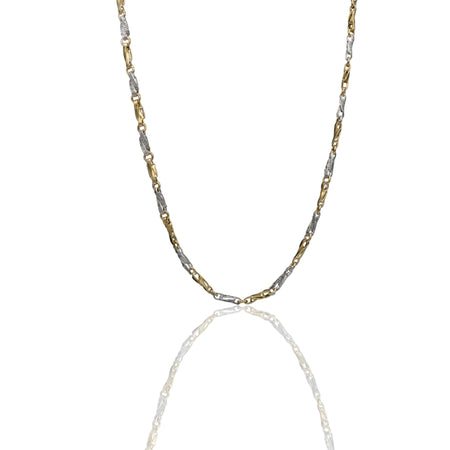 Collana Oro Giallo Oro Bianco Oro 18 carati  Girocollo Intrecciato Con Greca  Solo Oro