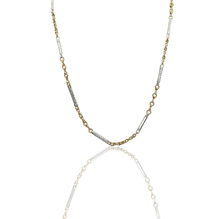 Collana Oro Giallo Oro Bianco Oro 18 carati Girocollo maglie alternate Solo Oro