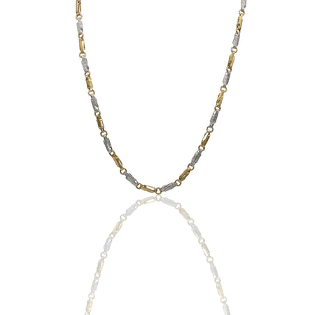 Collana Oro Giallo Oro Bianco Oro 18 carati Girocollo Con Greca  Solo Oro