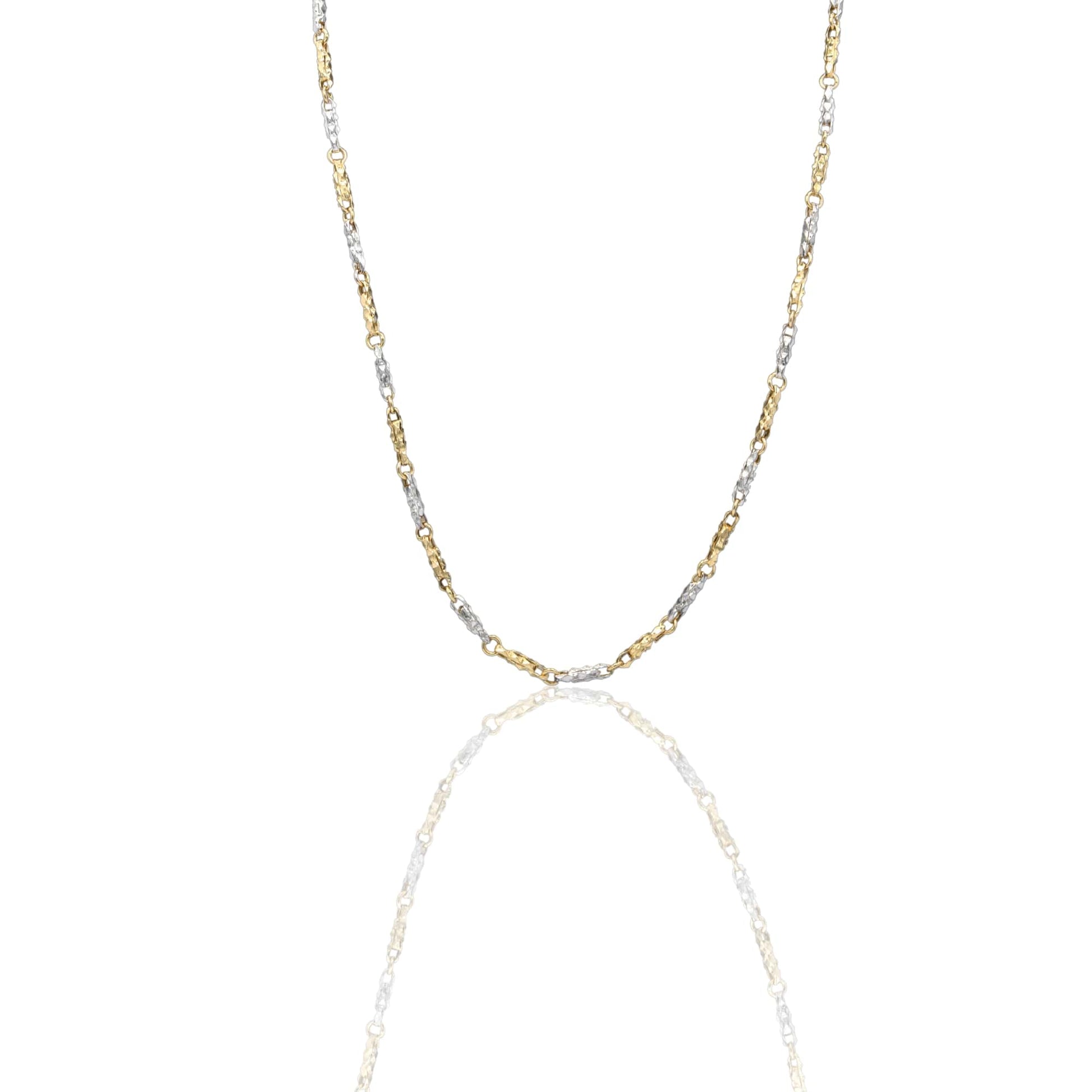 Collana Oro Giallo Oro Bianco Oro 18 carati Girocollo maglie alternate Solo Oro
