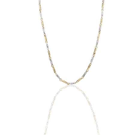 Collana Oro Giallo Oro Bianco Oro 18 carati Girocollo maglie alternate Solo Oro