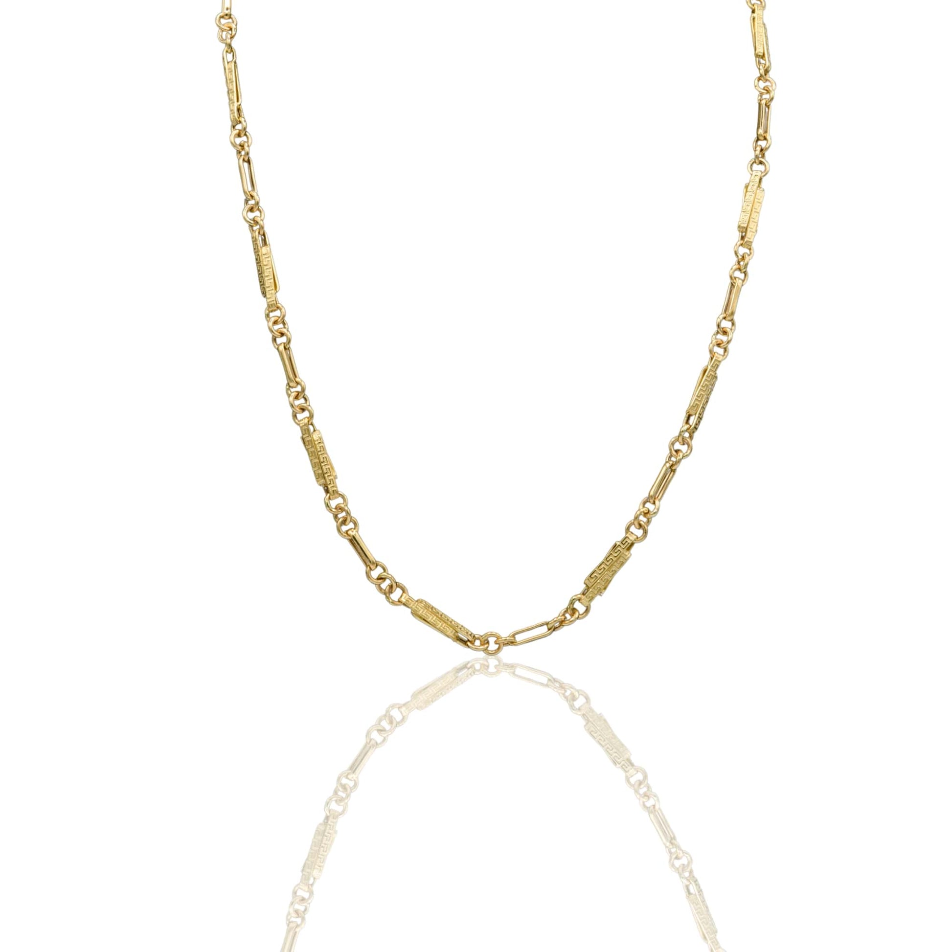 Collana Oro Giallo Oro 18 carati Girocollo maglie alternate e greca Solo Oro