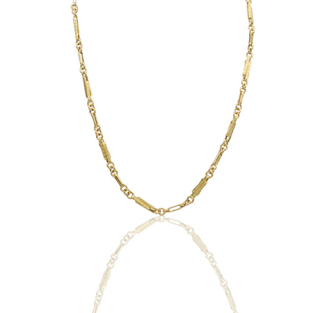 Collana Oro Giallo Oro 18 carati Girocollo maglie alternate e greca Solo Oro